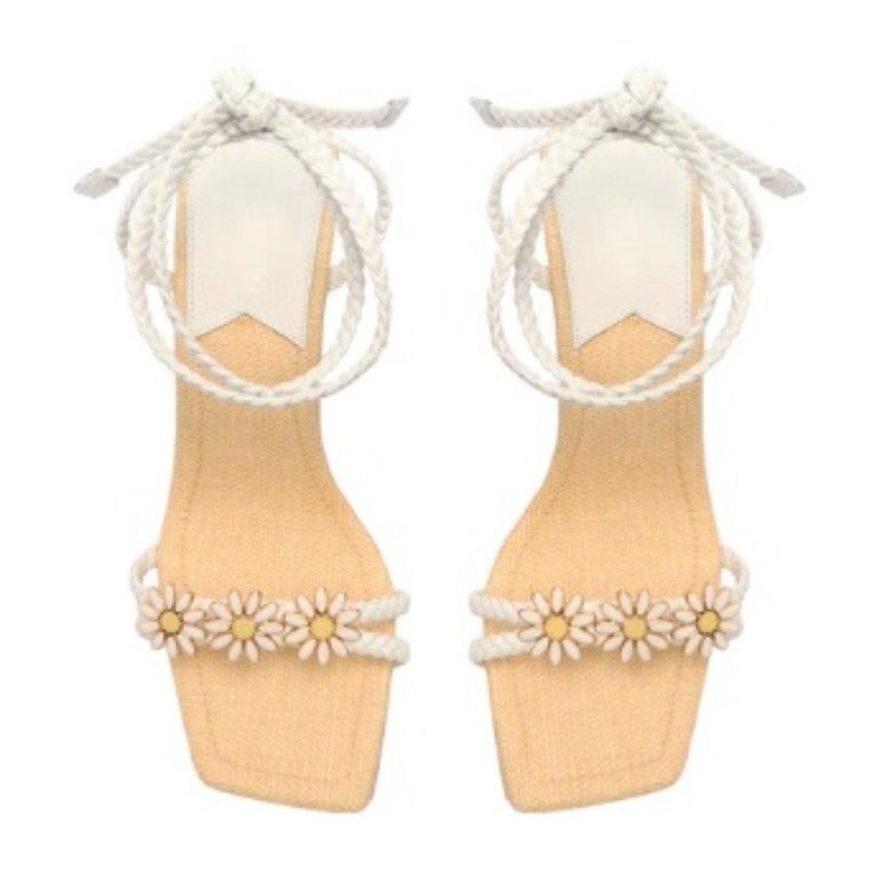 $89 NWT SCHUTZ White Daisy Leather Sandal - Picture 7 of 12